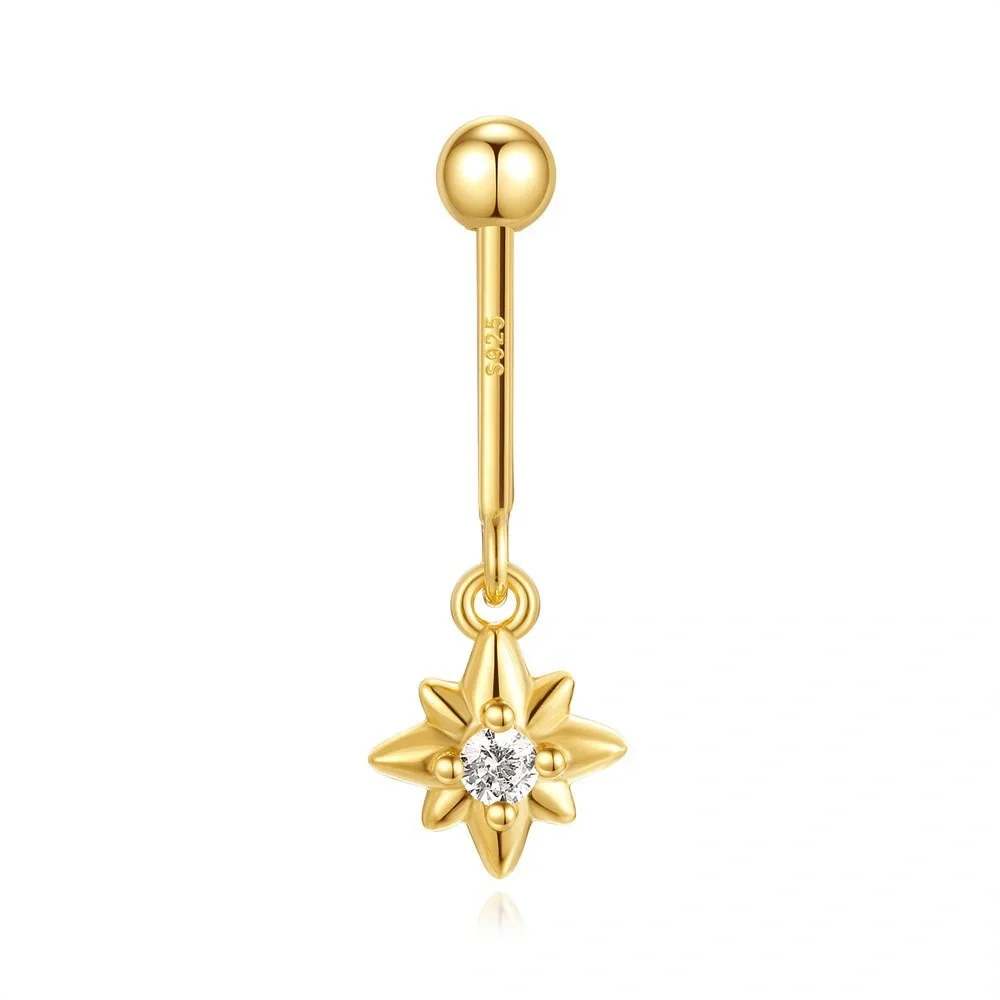 Gold Starburst Drop vertical cartilage Earring